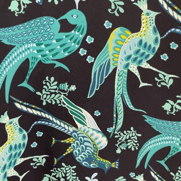 Ann Taylor Loft Womens Large Bird Peacock Print Blouse Long Sleeve Shirt Top - Picture 5 of 9